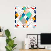Moderne, kleurrijke Abstracte gouden geometrische  Poster (Thuiskantoor)