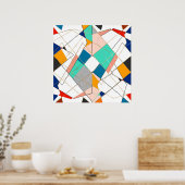 Moderne, kleurrijke Abstracte gouden geometrische  Poster (Keuken)