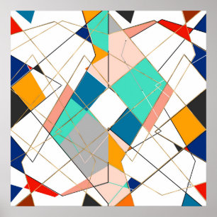 Moderne, kleurrijke Abstracte gouden geometrische Poster