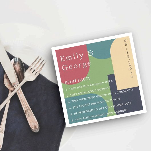 Moderne, kleurrijke Abstracte Groovy Facts Weddens Servet