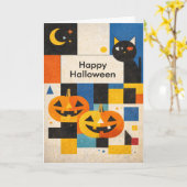 Moderne Kleurrijke Abstracte Halloween Kaart (Gele Bloem)