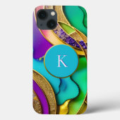 Moderne kleurrijke Abstracte juwelen en goudmonogr Case-Mate iPhone Case (Achterkant)