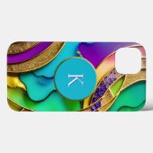 Moderne kleurrijke Abstracte juwelen en goudmonogr Case-Mate iPhone Case (Achterkant (horizontaal))