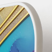 Moderne kleurrijke Abstracte juwelen en goudmonogr Pickleball Paddle (Links Detail)