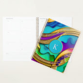 Moderne kleurrijke Abstracte juwelen en goudmonogr Planner (Display)