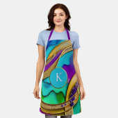 Moderne kleurrijke Abstracte juwelen en goudmonogr Schort (Gedragen)
