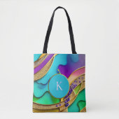 Moderne kleurrijke Abstracte juwelen en goudmonogr Tote Bag (Voorkant)