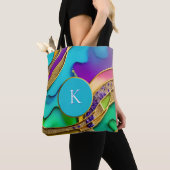 Moderne kleurrijke Abstracte juwelen en goudmonogr Tote Bag (Dichtbij)