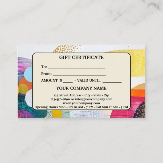 Moderne kleurrijke Abstracte kunst cadeau Kaart Kortingskaartje (Achterkant)