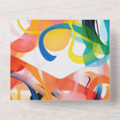 Moderne kleurrijke abstracte kunst Huwelijksontwer All In One Uitnodiging (Achterkant)