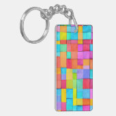 Moderne kleurrijke Abstracte kunst INITIALEN Fun A Sleutelhanger (Voorkant Links)