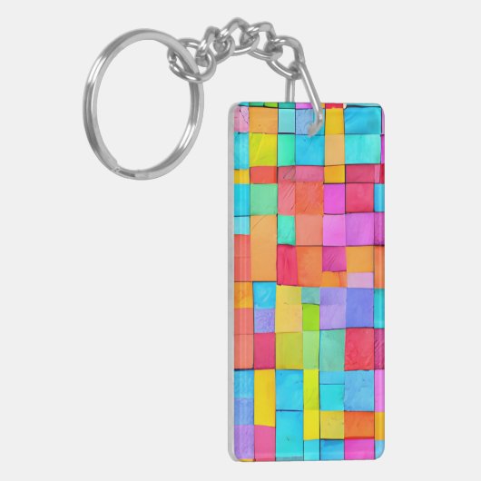 Moderne kleurrijke Abstracte kunst INITIALEN Fun A Sleutelhanger (Voorkant Links)