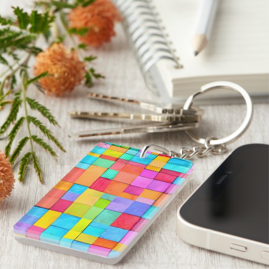 Moderne kleurrijke Abstracte kunst INITIALEN Fun A Sleutelhanger (Voorkant Rechts)