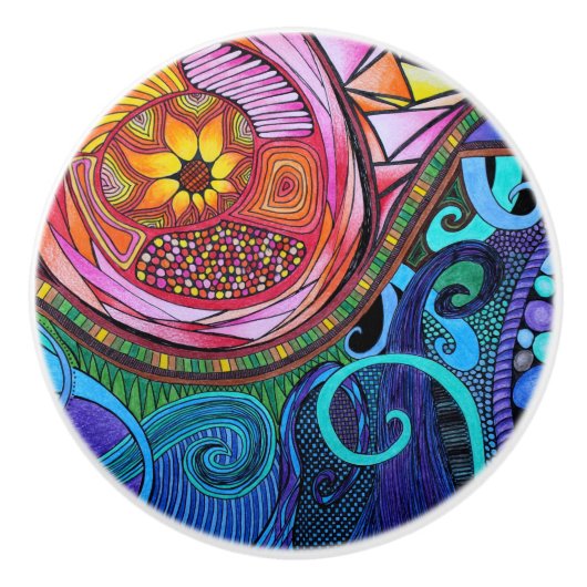 Moderne, kleurrijke Abstracte kunst Keramische Knop (Voorkant)