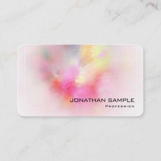 Moderne Kleurrijke Abstracte Kunst Premium Linnen  Visitekaartje (Voorkant)