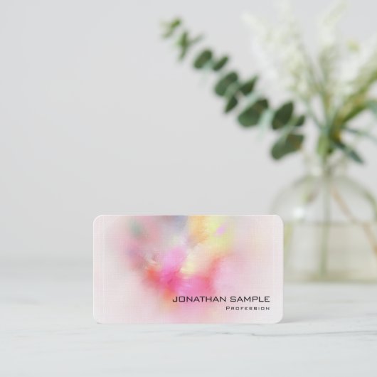 Moderne Kleurrijke Abstracte Kunst Premium Linnen  Visitekaartje (Staand voorkant)