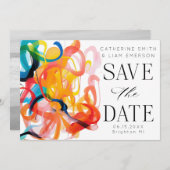 Moderne kleurrijke abstracte kunst Save the Date (Voorkant / Achterkant)