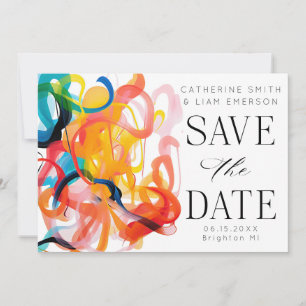 Moderne kleurrijke abstracte kunst Save the Date