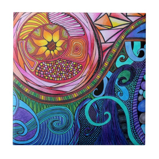 Moderne, kleurrijke Abstracte kunst Tegeltje (Voorkant)