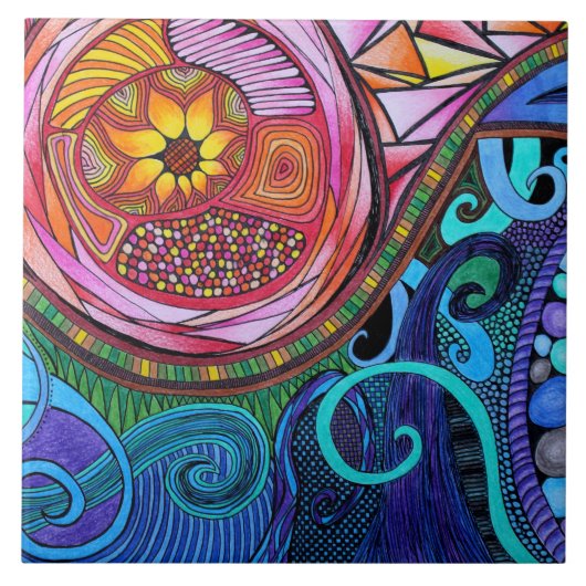 Moderne, kleurrijke Abstracte kunst Tegeltje (Voorkant)