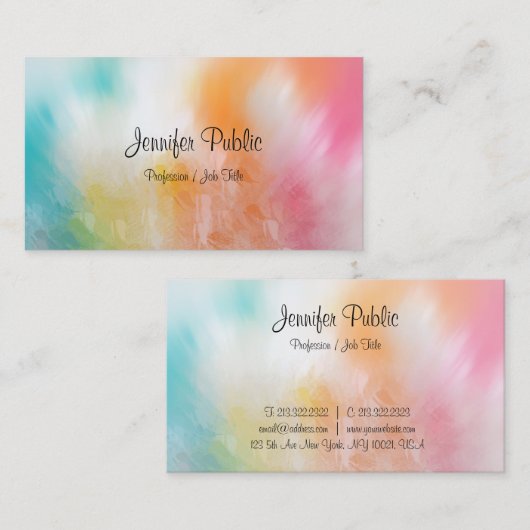 Moderne, kleurrijke Abstracte kunst Trendy elegant Visitekaartje (Voorkant / Achterkant)