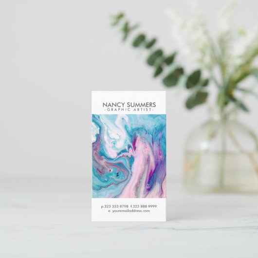 Moderne Kleurrijke Abstracte Marmeren Swirls GR7 Visitekaartje (Staand voorkant)