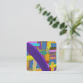 Moderne Kleurrijke Abstracte Patroon Creatieve Vie Vierkante Visitekaartje (Staand voorkant)