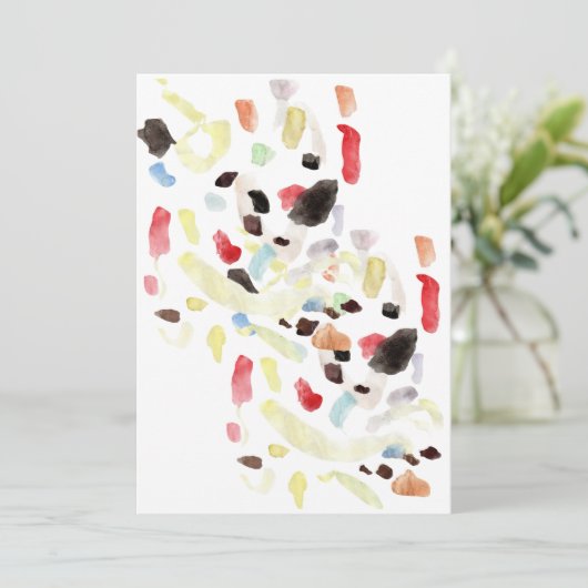 Moderne Kleurrijke Abstracte Platte Uitnodiging (Staand voorkant)