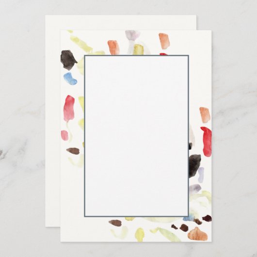 Moderne Kleurrijke Abstracte Platte Uitnodigingen (Voorkant / Achterkant)