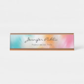 Moderne, kleurrijke Abstracte Roos voor handschrif Bureau Naambordje (Voorkant)