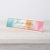 Moderne, kleurrijke Abstracte Roos voor handschrif Bureau Naambordje (Voorkant)