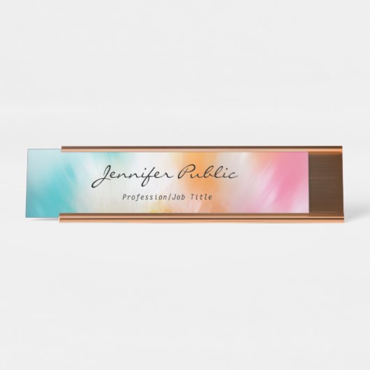 Moderne, kleurrijke Abstracte Roos voor handschrif Bureau Naambordje (Voorkant)