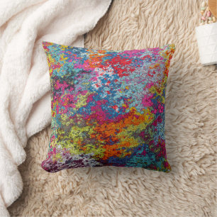 Moderne Kleurrijke Abstracte Roze Oranje Blauwe Pa Kussen