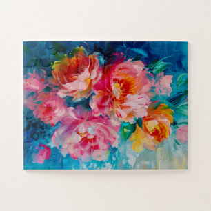 Moderne Kleurrijke Abstracte Stijl Bloemen Boeket Legpuzzel