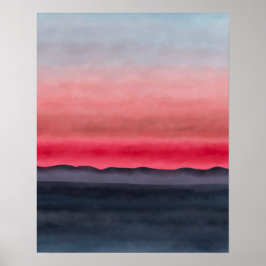 Moderne Kleurrijke Abstracte Strandzonsondergang Poster