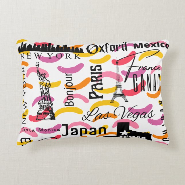 Moderne, kleurrijke abstracte, unieke tekst met pr accent kussen (Voorkant)