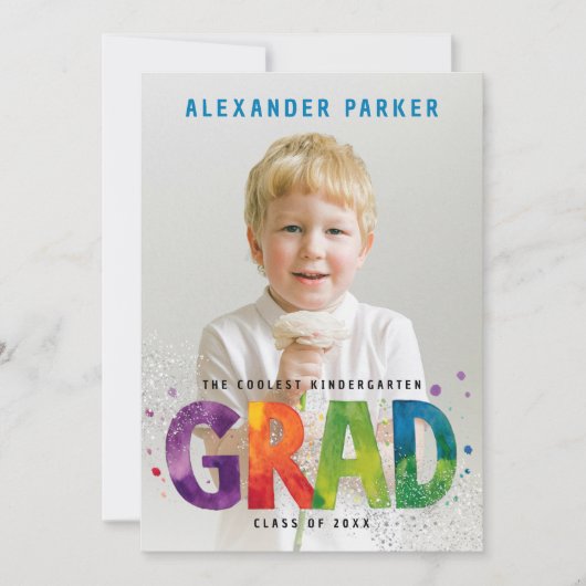 Moderne Kleurrijke Afstudeerfoto Waterverf Typo Aankondiging (Voorkant)