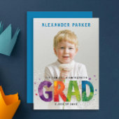 Moderne Kleurrijke Afstudeerfoto Waterverf Typo Aankondiging