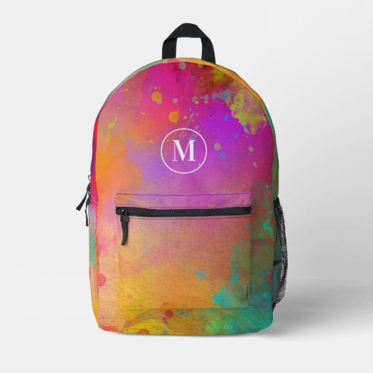 Moderne Kleurrijke Artist Paint Waterverf Monomgra Bedrukte Rugzak (Voorkant)