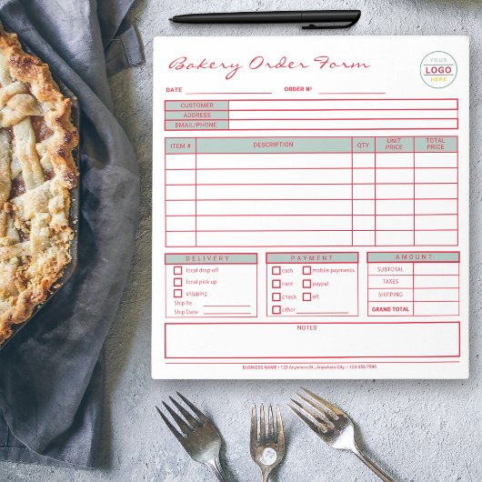 Moderne Kleurrijke Bakkerij Sage Order Form Notiti Notitieblok