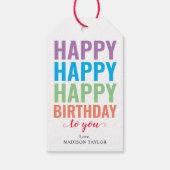 Moderne, kleurrijke, BIRTHDAAG voor u Cadeaulabel (Achterkant)