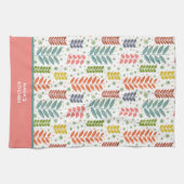 Moderne kleurrijke bladeren  aangepaste citaatnaam theedoek (Horizontaal)