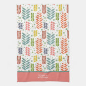 Moderne kleurrijke bladeren  aangepaste citaatnaam theedoek (Verticaal)