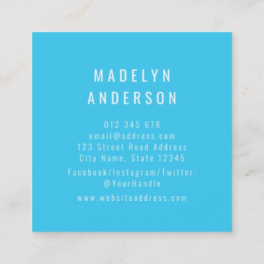 Moderne, kleurrijke blauwe Aqua Green Confetti Vierkante Visitekaartje (Achterkant)