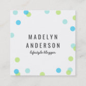 Moderne, kleurrijke blauwe Aqua Green Confetti Vierkante Visitekaartje (Voorkant)