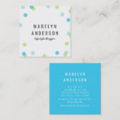 Moderne, kleurrijke blauwe Aqua Green Confetti Vierkante Visitekaartje (Voorkant / Achterkant)