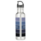 Moderne kleurrijke blauwe kleurenblok Persoonlijke Waterfles (Achterkant)