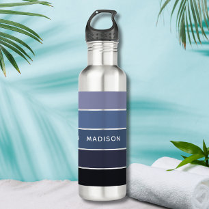 Moderne kleurrijke blauwe kleurenblok Persoonlijke Waterfles