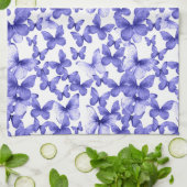 Moderne kleurrijke blauwe vlinders theedoek (Gevouwen)