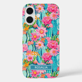 Moderne Kleurrijke Bloeiende Cactussen Persoonlijk iPhone 16 Hoesje